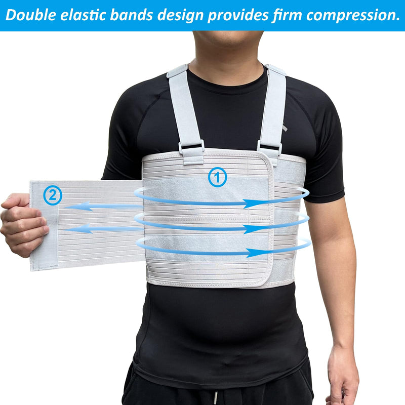 [Australia] - Rib Injury Chest Binder Brace for Cracked Ribs - Elastic Rib Support Belt for Men and Women - Rib Cage Support Belts Chest Compression Wrap for Bruised, Fractured or Dislocated Ribs Protection, Compression Wrap and Chest Support (Medium ( Fits 33” - 43... 