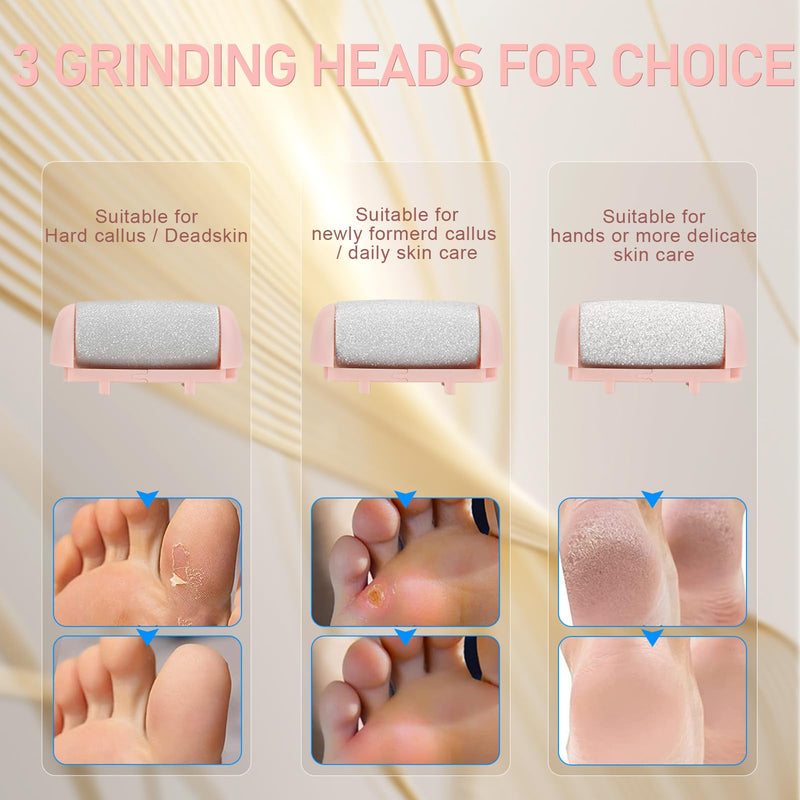 [Australia] - Electric Callus Remover for Feet - with 9pcs Larger Grinding Head, Portable Pedicure Kit Foot File Callus Remover, Rechargeable Waterproof Foot File for Foot Care Deadskin Remover LCD Display-Pink Pink Callus remover with 9Head 