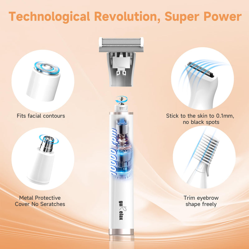 [Australia] - Gurelax Electric Body Hair Trimmer - Groin Trimmer for Men - Bikini Trimmer Women - 5-in-1 Lady Shaver Groomer, IPX7 Waterproof Razor Heads&USB Recharge with Travel Bag 