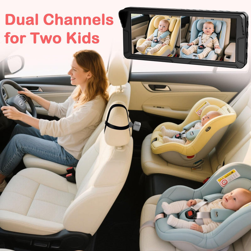 [Australia] - Dual Baby Car Camera for 2 Kids – 6.9” Split Screen Ultrawide HD Display with 2 Cameras, IR Night Vision, Easy Installation, Dual Car Camera Baby Monitor for Infant & Toddler Safety by Fodkh 