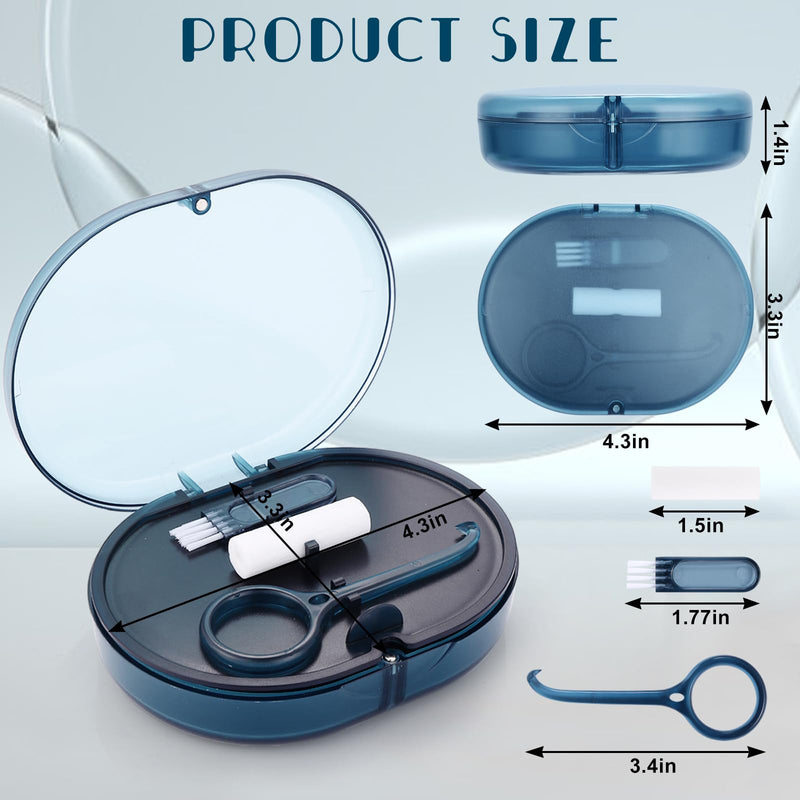 New Double-layer Retainer Storage Case with Belt Chewing,Removal Tool,Cleaning Brush,Built in Mirror Orthodontic Retainer Case,Mouth Guard Case,Denture Case blue