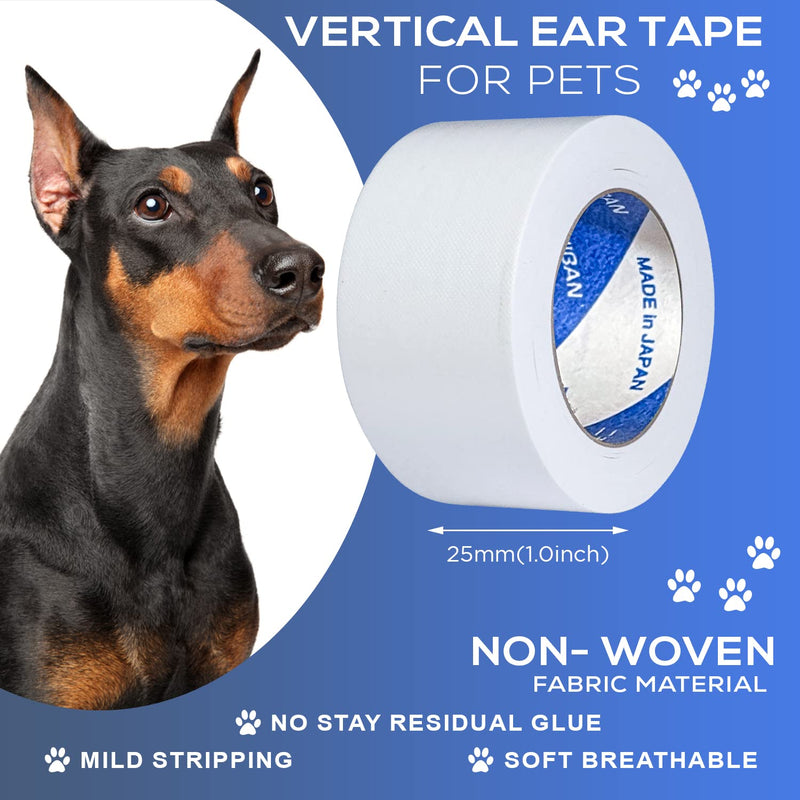 Ear Tape for Dogs 2 Pack with Dog Ear Cleaner Cotton Swabs, Self Adhesive Cotton Tape for Dog Ear Protection and Support, Ear Care Set for Dogs (Tape Width_1 inch(25mm)) 1.0 inch (25 mm) - PawsPlanet Australia