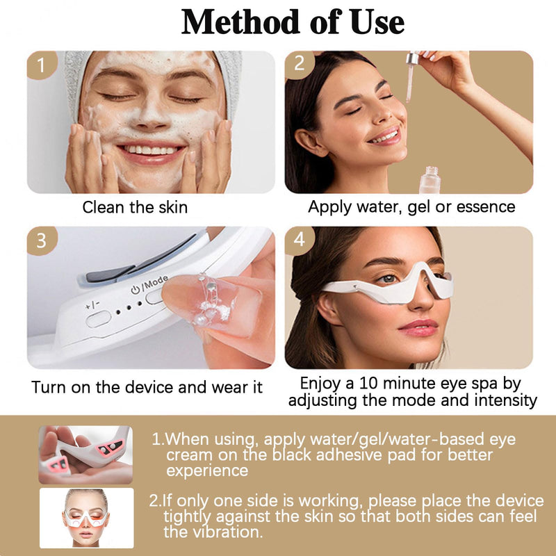 Under Eye Red Light Therapy Glasses Micro Vibration Eyelift Device Red Light Therapy for Relieve undereye Bags Fatigue Dark Circles Wrinkles Puffiness for Women and Men