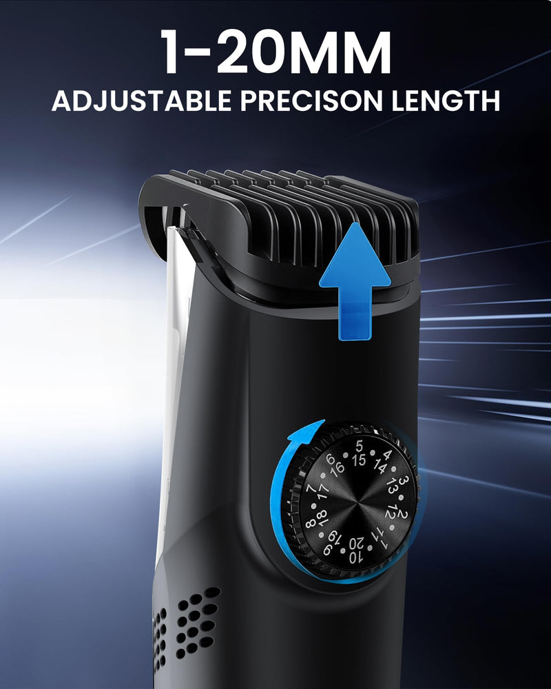 [Australia] - FERRISA Vacuum Beard Trimmer for Men, Rechargeable Mustache Trimmer for Men with Adjustable Length Comb, Cordless Electric Mens Beard Trimmer with Built-in Vacuum for Mustache, Sideburns Black 