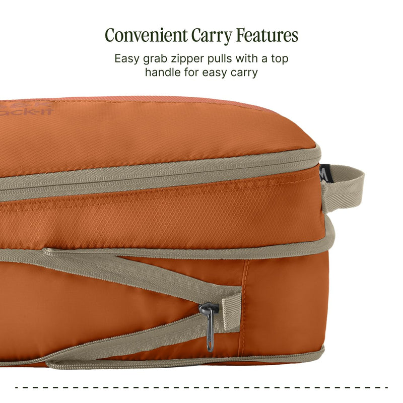 Eagle Creek Pack-It Reveal Expansion Cube, Medium, Mandarin | Adjustable Storage Expansion Cube for Travel, Durable Compression Zipper, Breathable, Recycled Fabrics