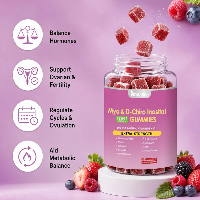 Cortisol and Myo-inositol All-in-One Supplement, 150 Gummies | 13-in-1 Cortisol Reducing Suuplement, D-Chiro Inositol, Magnesium, Ashwagandha, L-Theanine, Supports Sleep, Focus & Stress
