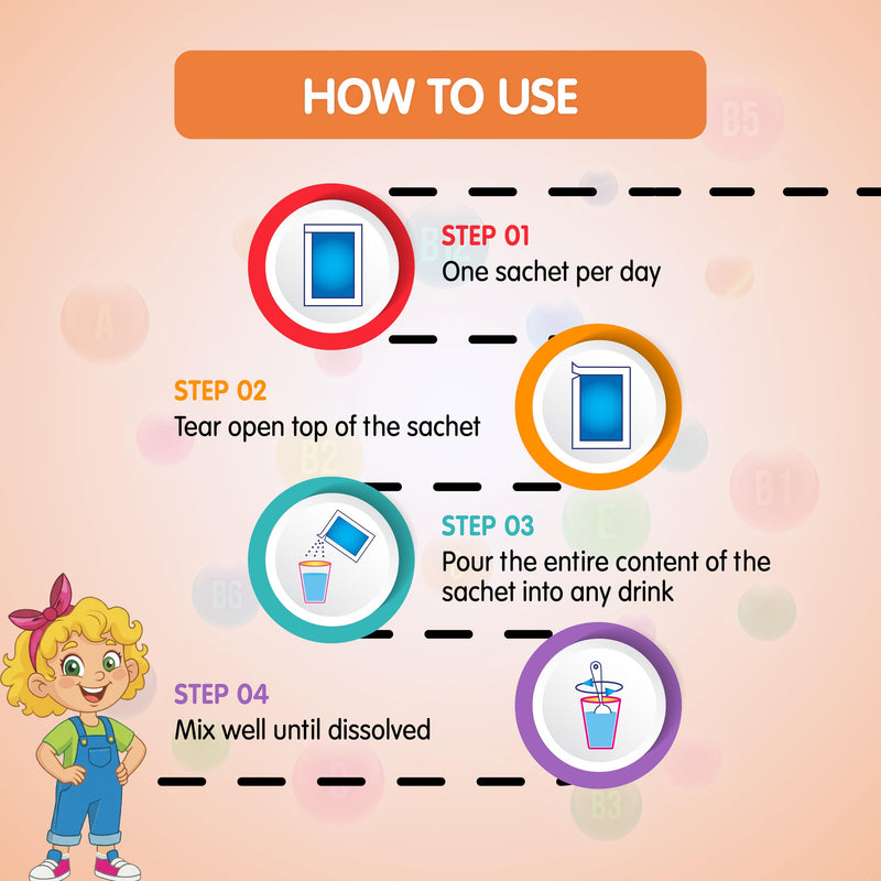 Nutrigen Instamixin unflavoured multivitamin Drink Powder for Children to add Vitamins Instantly to Any Drink. 12 Vitamins + 6 Minerals in a Sachet Making Daily Vitamin Intake Easy, 30 sachets