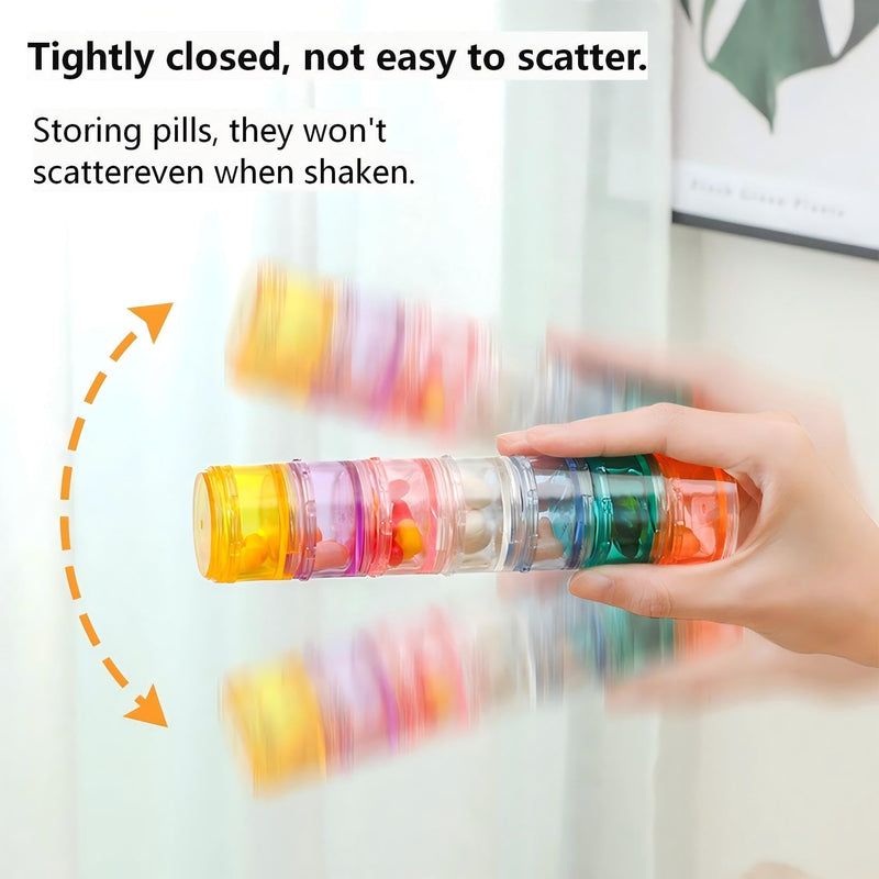 Stacking Pill Box Vitamin Organizer 7 Day Travel Case Holder Container (Multicolor, S) Multicolor
