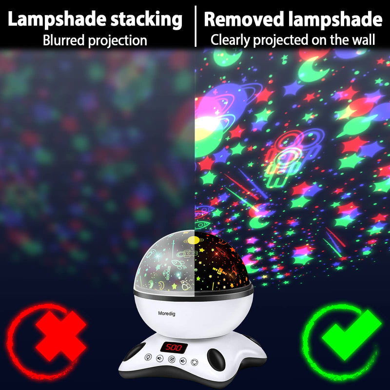 [Australia] - Moredig Kids Night Light Projector, Remote Baby Night Lights for Kids Room with 12 Music Nursery Night Light Projector for Kids Timer 2 Projections 18 Light Modes, Gifts for Baby Kids - Black Black White 