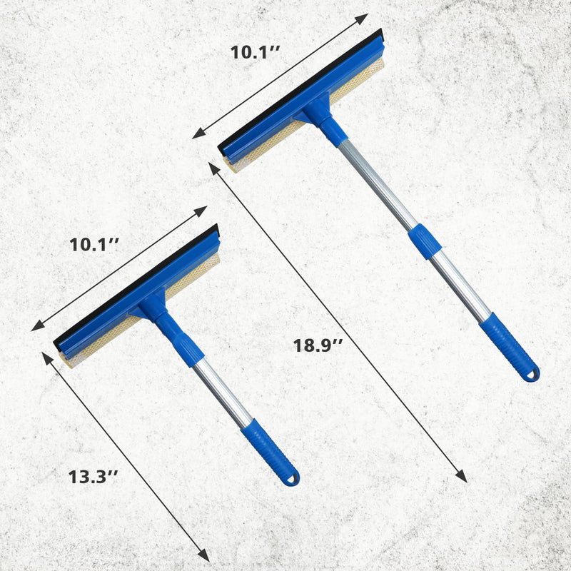 [Australia] - Professional Window Squeegee,2 in 1 Squeegee Window Cleaner with Long Stainless Steel Handle,Sponge Car Window Squeegee for Gas Station, Glass,Shower,Outdoor High Window Cleaning (Expansion payment) 