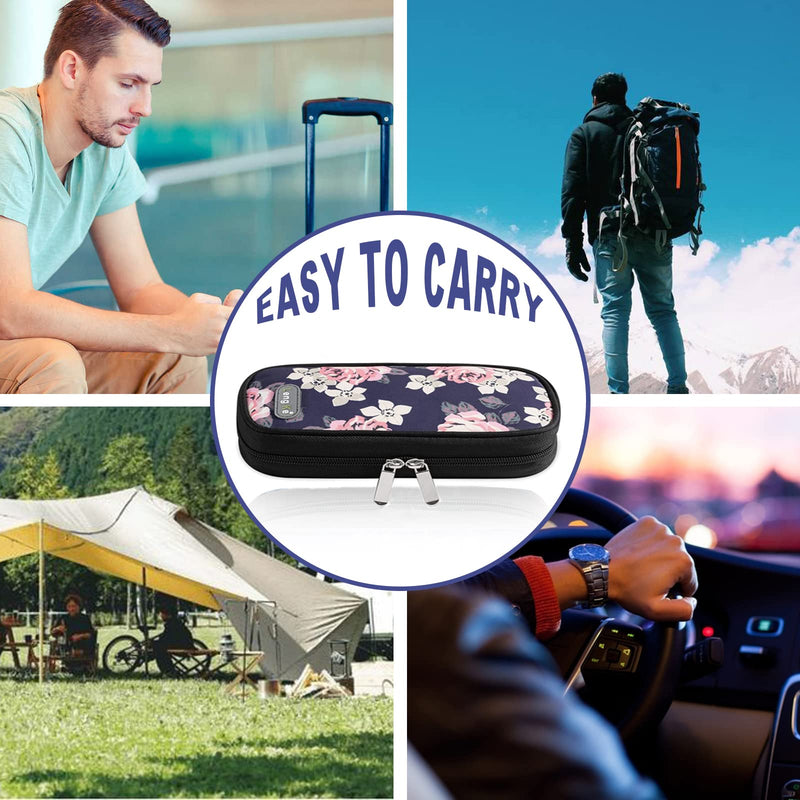 [Australia] - Insulin Travel Cooler Bag for Diabetic Organizer with 2 Ice Packs Medical Cooler Bag for Insulin Pen and Insulin Medicine (Red Flowers) Red Flowers 