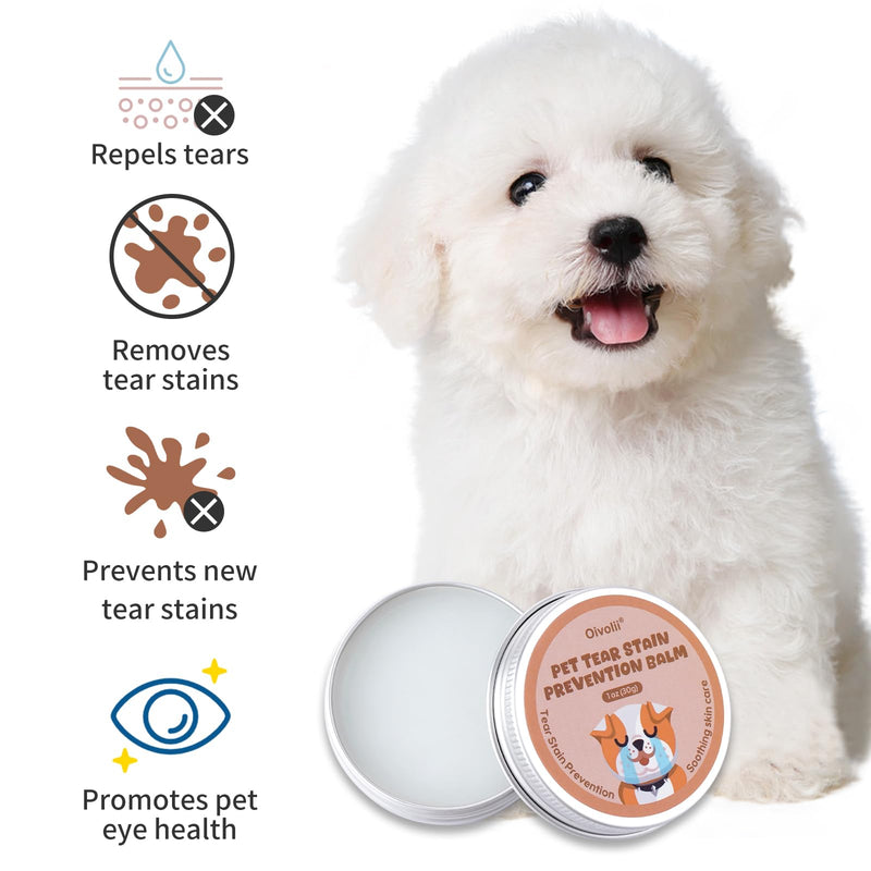 Pet Tear Stain Remover Balm with Pro Powder Brush,Eye Care for Dogs and Cats, Natural Safe Repel Tears,Gently Cleanses Effective & Non-Irritating,1 oz - PawsPlanet Australia