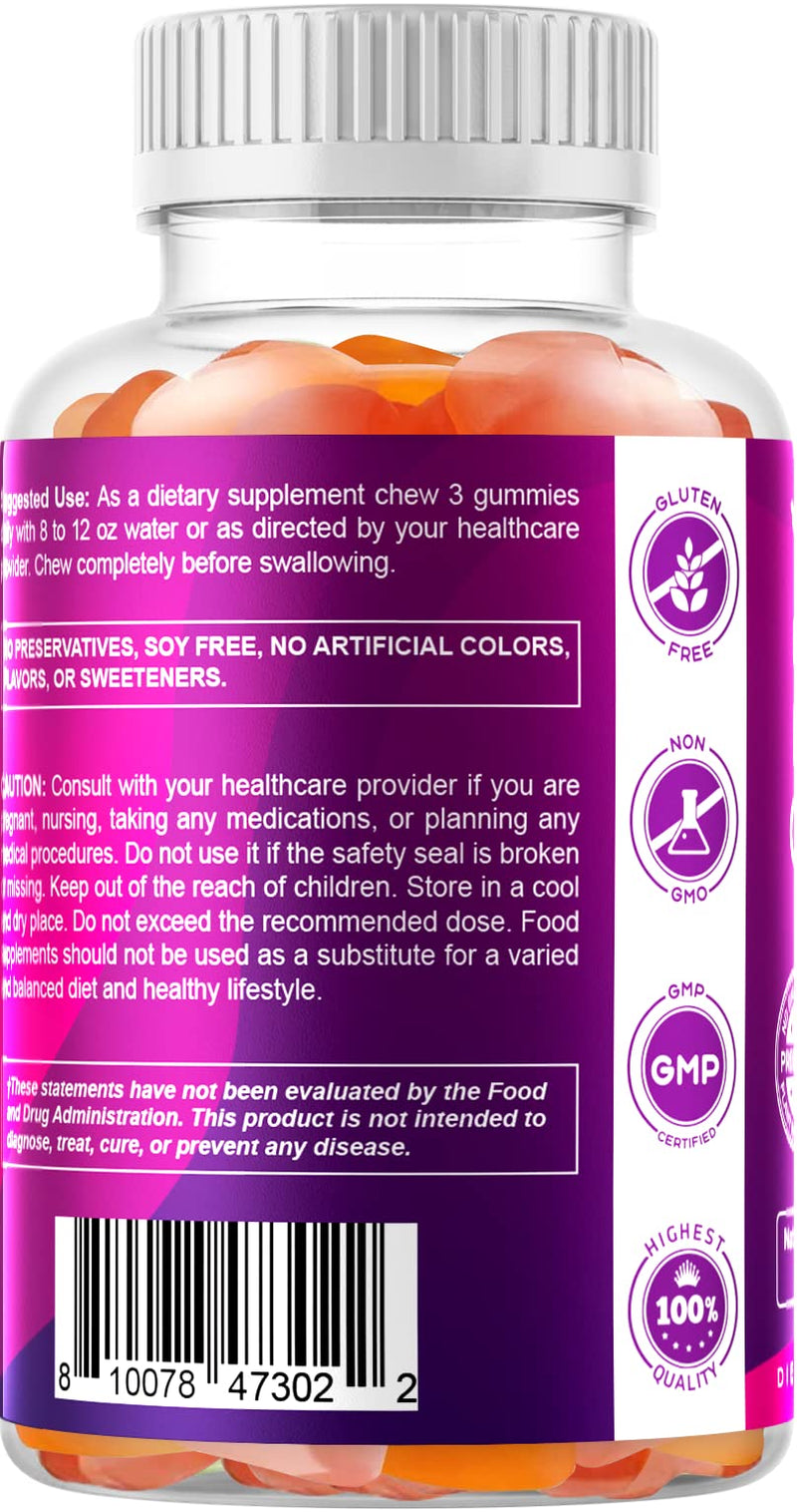 [Australia] - Vitamatic Prebiotic Fiber Gummies for Adults - 7G Fiber Extra Strength - Zero Sugar Added - 60 Pectin Based Gummies - Digestive Health & Regularity Support 60 Count (Pack of 1) 