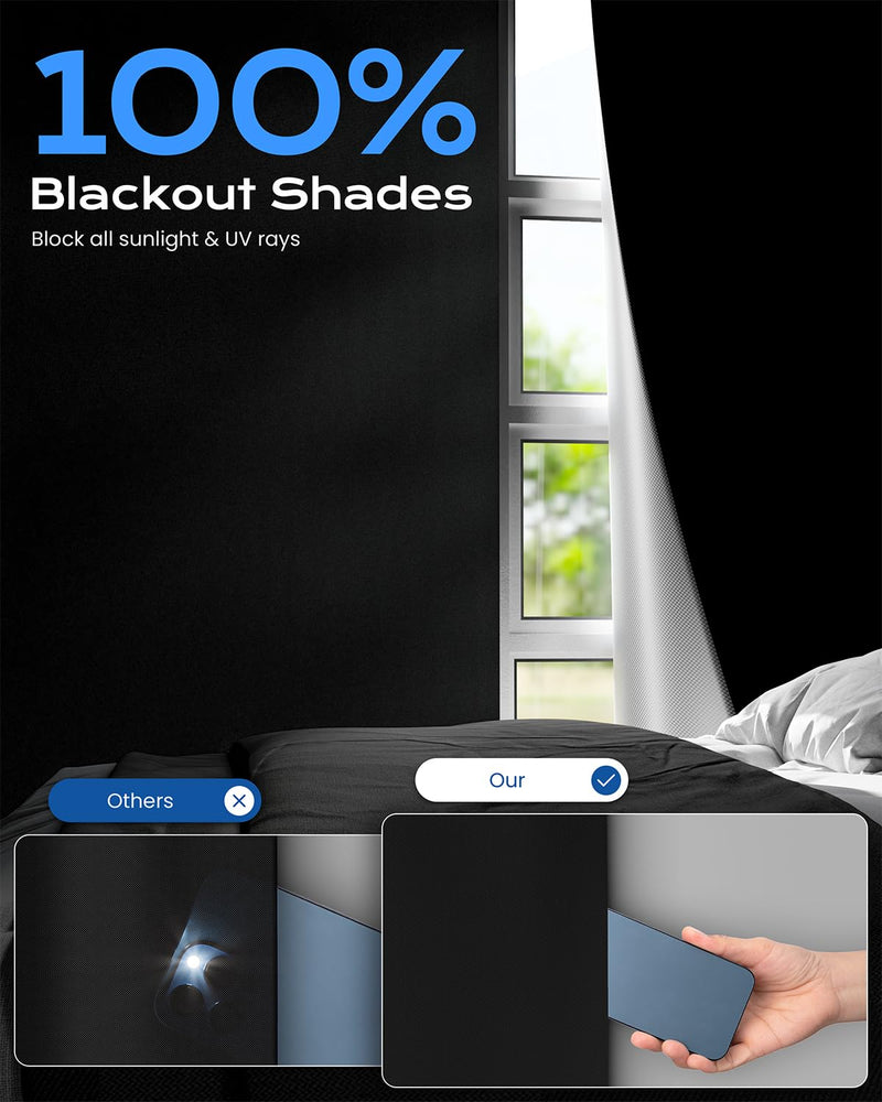 [Australia] - Blackout Curtains for Bedroom (45"x57"),Portable Blackout Blinds with Stickers,No Drill Blackout Sahdes & Window Curtains for Baby Nursery,Travel Use Black 45"x57" 