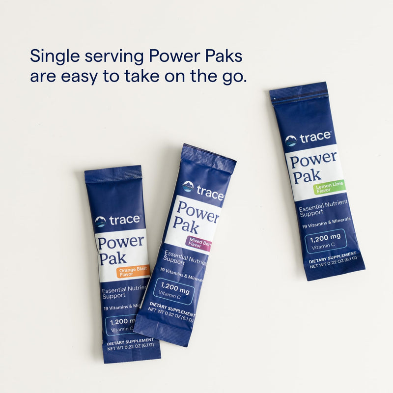 [Australia] - Trace Minerals Power Pak Multivitamin and Multimineral Packets - Electrolyte Support - 1200 mg Vitamin C Plus 70 Acai Berry Flavor - 30 Packets 