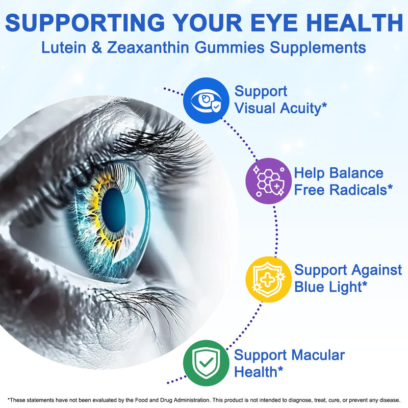Lutein Gummies 60 Count, Eye Health Supplement, Eye Support Gummies with Zeaxanthin, Vitamins A, C & E, Provide Antioxidant Support & Maintain Visual Comfort, Daily Vision Support Supplement