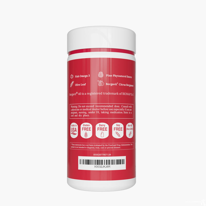 [Australia] - UpNourish Plant Sterols Citrus Bergamot Supplement with CoQ10, Omega 3, Olive Leaf, Turmeric Curcumin, Black Garlic and Niacin - 120 Softgels 