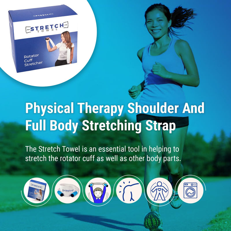 Shoulder Rotator Cuff Stretching Device By Stretch Towel; Physical Therapy Shoulder And Full Body Stretching Strap With Easy Grip Handles for Sore and Tight Muscles. Improves Shoulder Flexibility