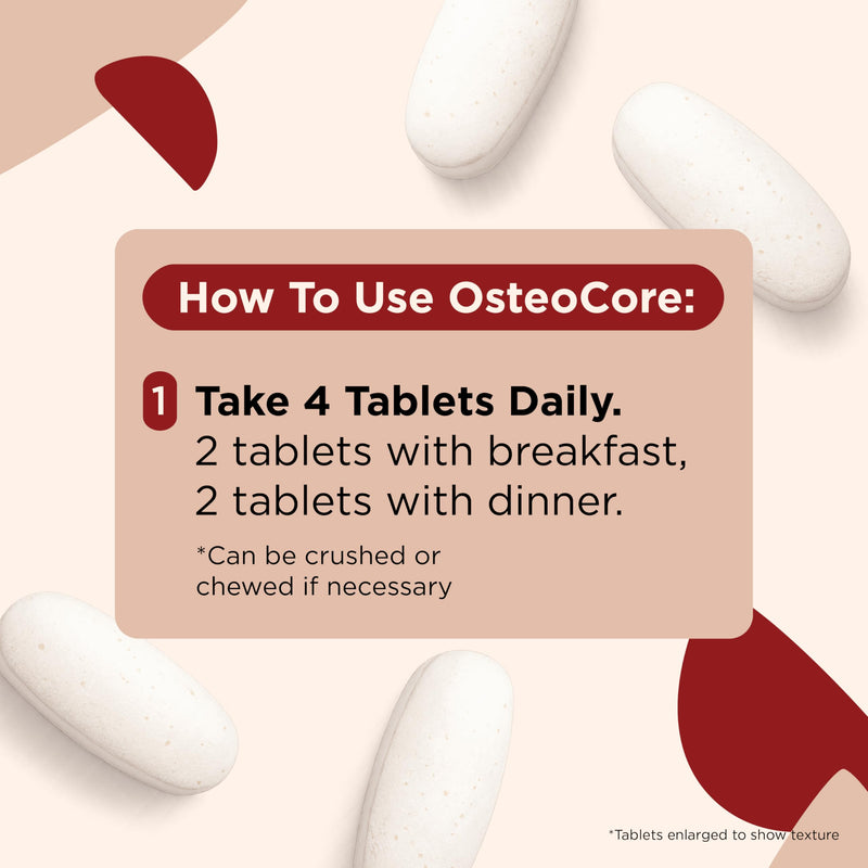 OsteoCore Calcium Supplements for Women, 1 Month Supply (120 Tablets) | Vitamin D3 & Vitamin K2 Complex, Bone Health, Gluten Free, Non GMO, Made in USA