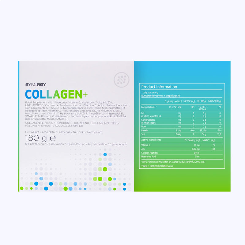 Synergy Worldwide Collagen+ 30 doses | 5810mg Collagen with Vitamin C, Hyaluronic Acid, and Zinc | Supports Skin, Hair, Nail, and Joint Health | Flavourless | 180g Collagen+