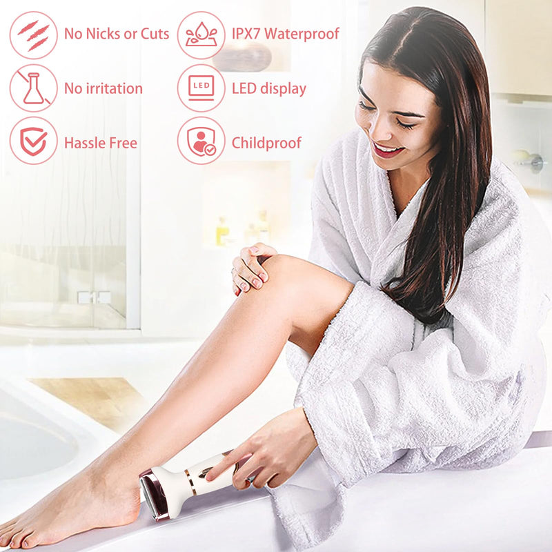 [Australia] - Women Electric Razor, Painless Body Hair Trimmer and Facial Hair Removal Kit,Cordless Body Shaver for Trip, LCD Display USB Charge, IPX7 Waterproof&Easy Cleaning for Face Arm Leg Bikini Underarm 