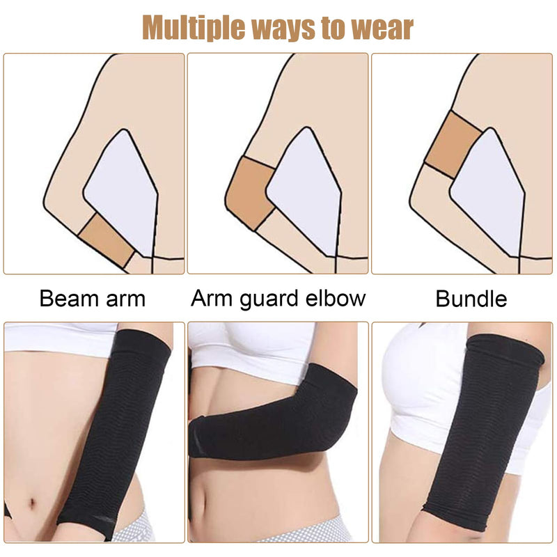 [Australia] - DHWEKU 2 Pairs Compression Arm Sleeves Lymphedema Arm Warmer Shaper Arm Sleeves Arm Socks Arm Cuff Compression Sleeve for Elbow Arm Sleeve 