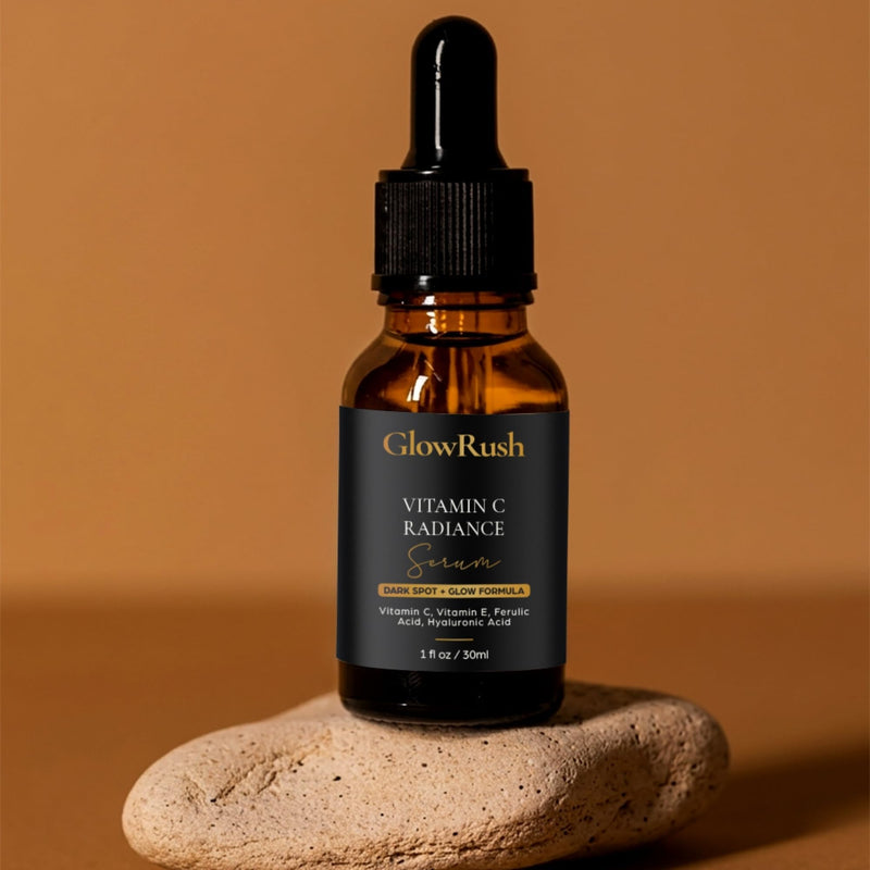 GlowRush Vitamin C Radiance Serum with Ferulic Acid, Vitamin E & Hyaluronic Acid | Brightening Face Serum for Dark Spots & Uneven Skin Tone | 1 fl oz