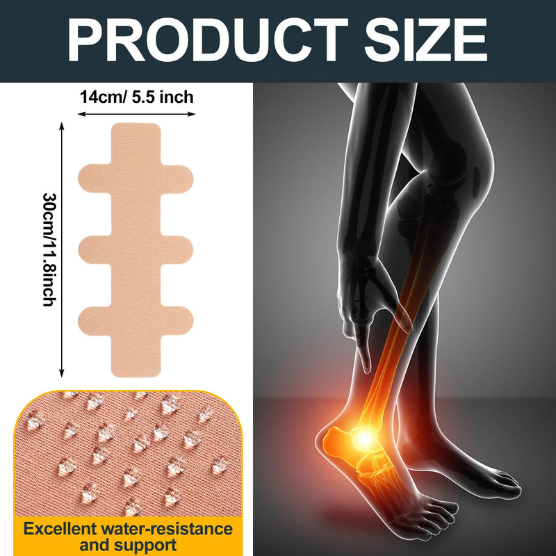 30 Pcs Achilles Tendonitis Kinesiology Tape Precut Achilles Tendon Ankle Tape Latex Free for Sprained Ankle Relief Muscle Support Foot Pain Athletic Sport(Nude) Nude