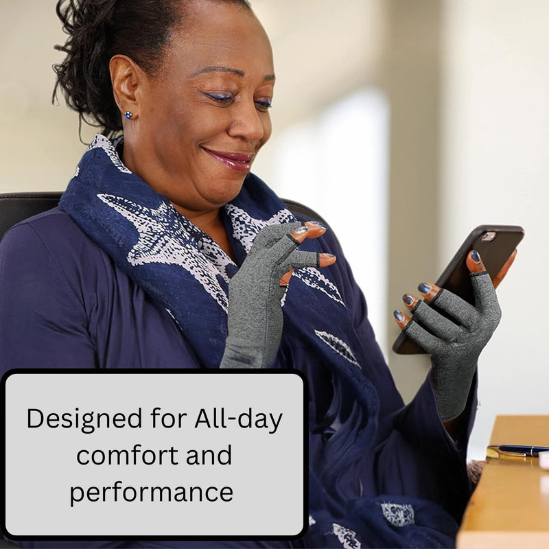 Generic Arthritis Gloves and Button Helper, Pain Relief, Fingerless, Breathable, Washable, For Men and Women, Grey (Extra Large)