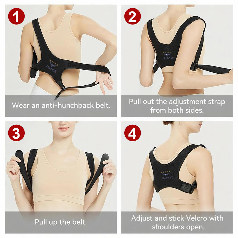 ISMA Posture Corrector Adjustable Back Brace Spine Support Shoulder Pain Relief Upper Back Alignment Comfort Men Women Therapy Brace