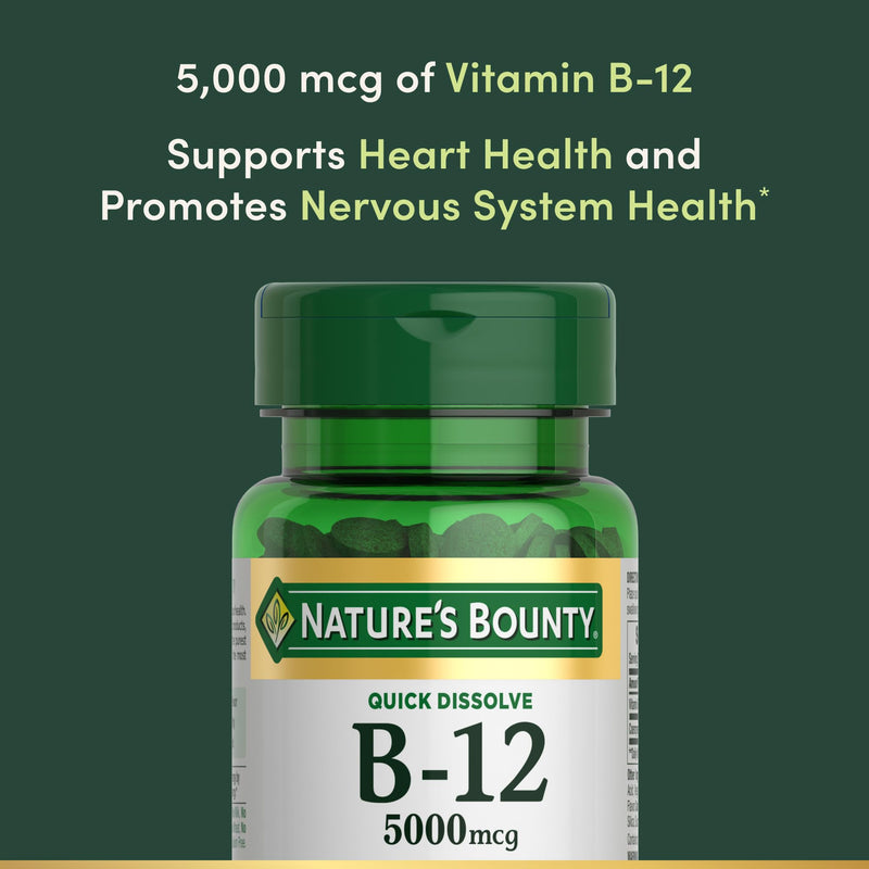 Nature's Bounty Vitamin B12 5000 mcg Quick Dissolve, 40ct Cherry 40 Count (Pack of 1)