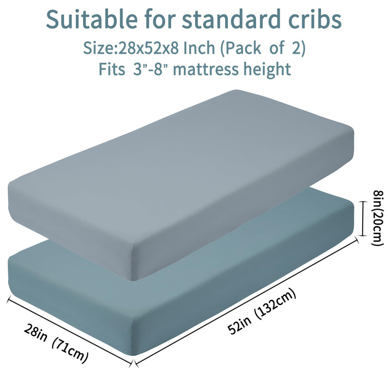[Australia] - Baby Crib Sheets for Boys Girls, 2 Pack Fitted Crib Sheet for Standard Crib and Toddler Mattress, Soft Microfiber Baby Sheet 52x28x8in. (Dark green & Dark grey) Dark Green & Dark Grey 