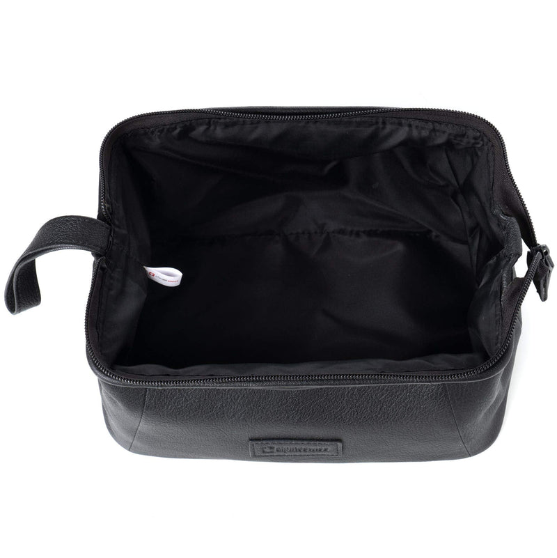 Alpine Swiss Lauter Toiletry Bag Genuine Leather Shaving Kit Dopp Kit Travel Case One Size Black