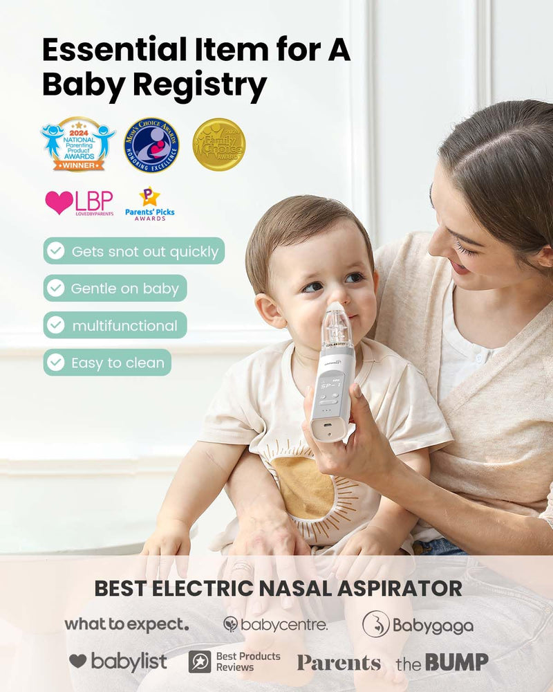 [Australia] - GROWNSY Nasal Aspirator for Baby, Electric Baby Nose Sucker with Larger Suction Chamber and More Powerful Suction, Automatic Nose Cleaner with Music and Light Soothing Function Grey 