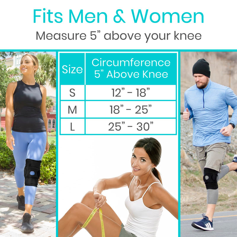 [Australia] - Vive Hinged Knee Brace (2 Pack) - Relieves ACL, MCL, Meniscus Tear - Lightweight, Comfortable, Breathable Open Patella Wrap with Side Stabilizers - for Women & Men - Adjustable Strap for Tendonitis (Black) Black 
