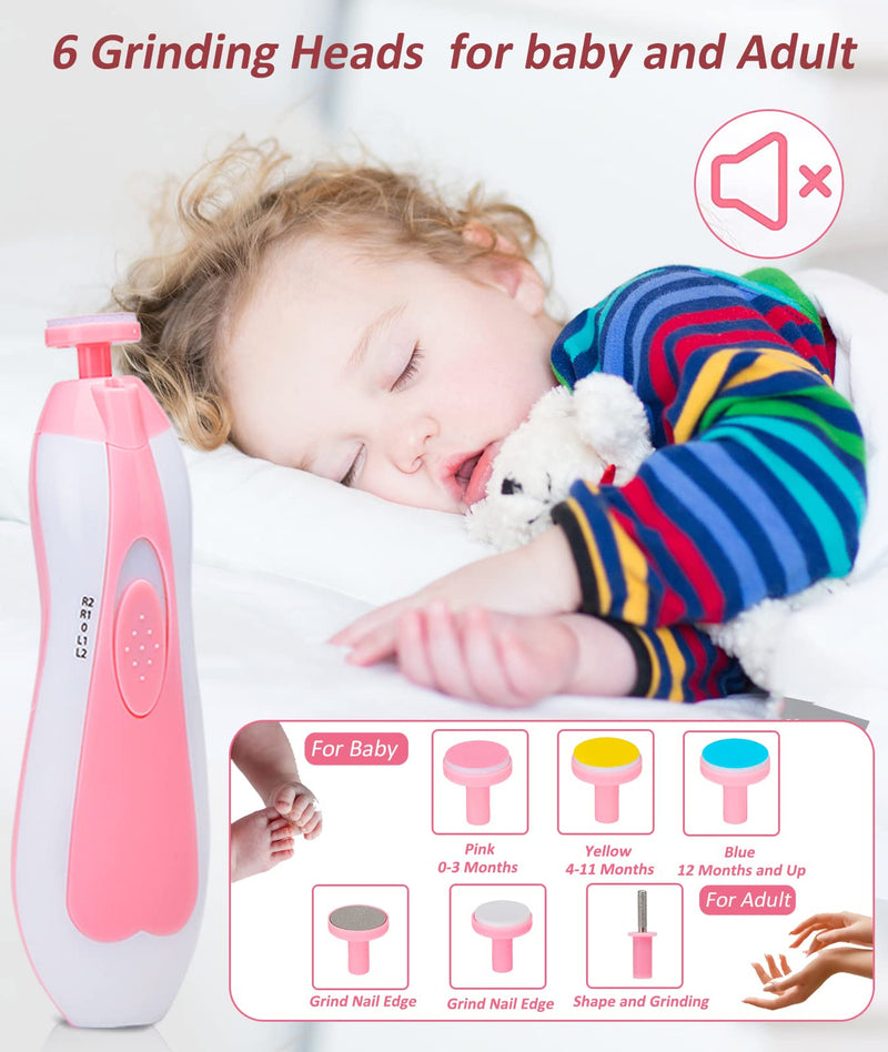 Baby Healthcare and Grooming Kit, Electric Safety Nail Trimmer Baby Nursery Kit, Newborn Care Kits with Hair Brush Comb for Newborn Infant Toddlers Baby Boys Girls Kids, Baby Shower Gifts Pink