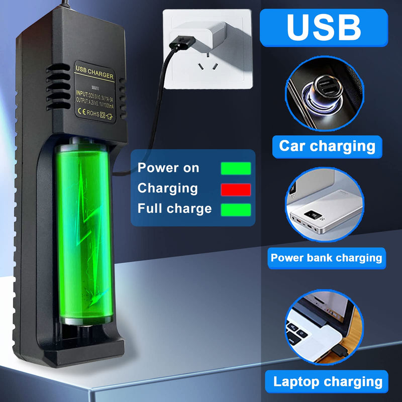 [Australia] - 18650 Battery Charger,Single-Slot Intelligent Battery Charger for 3.7V Li-ion 18650,26650,21700,18500,18350,16650 Rechargeable Battery (not Including Battery Fit 3.7v battery 