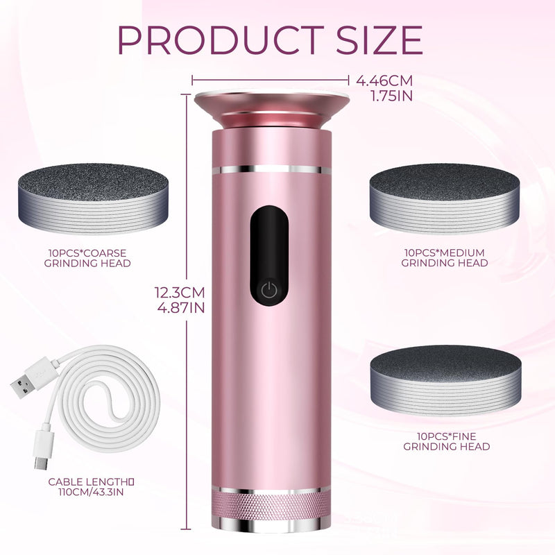 [Australia] - Arofaue Callus Remover Electric Professional Electric Callus Remover Adjustable Speed Rechargeable Pedicure Foot File with 60PCS Replacement Sanding Pads (Pink) Electric Callus Remover Adjustable 