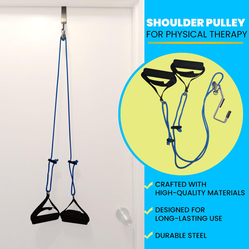 [Australia] - Shoulder Pulley for Physical Therapy - Shoulder Pain Relief | Exercise Equipment for Home Workouts | Pulleys for Shoulder Rehab over Door|Foam Handles w/Velcro | Rotator Cuff, Stroke and Arthritis 