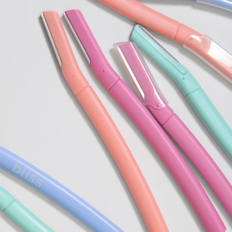 [Australia] - Bliss Stainless Steel Disposable Dermaplaning Tools | Facial Exfoliator and Eyebrow Razor to Dermaplane Peach Fuzz - 8 pack 