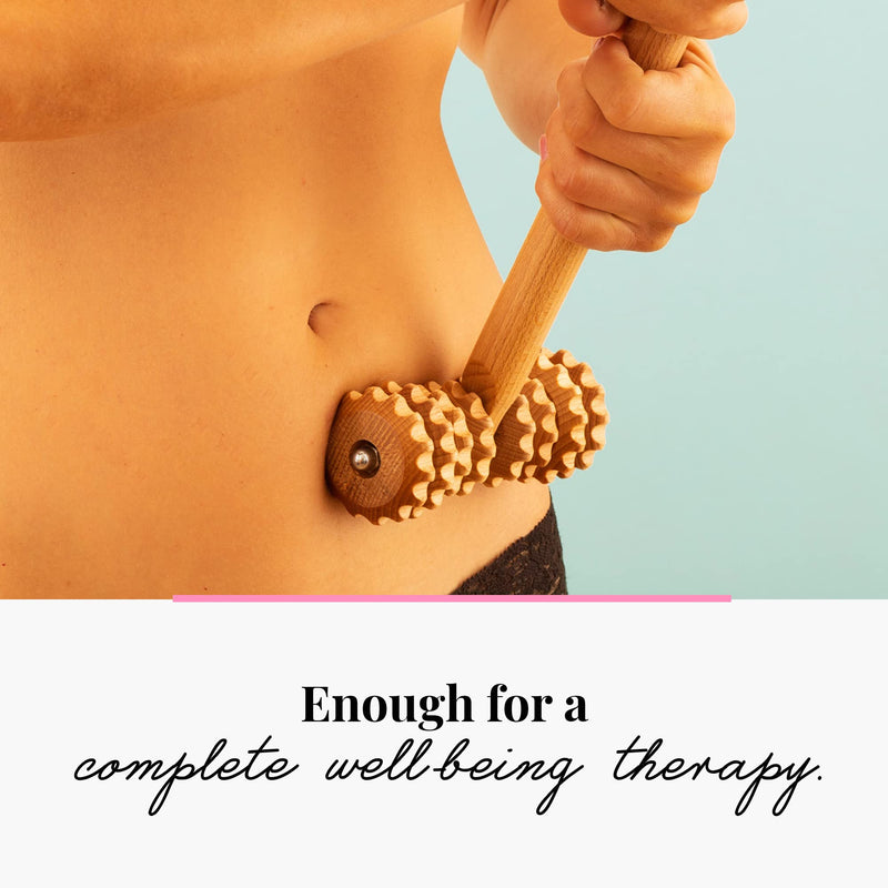 [Australia] - T-Shape Massager with Grooved Rollers, Multi-Functional Body Roller for Cellulite Reduction, Eases Muscle Tension and Supports Skin Health, Natural Muscle Roller 