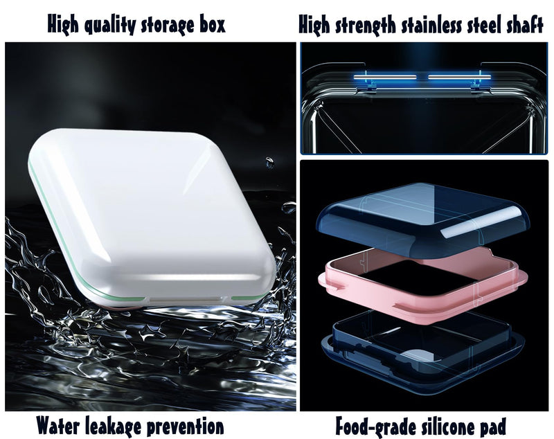 [Australia] - MURRI&MURRDI Retainer Case 2 Pack, Denture Case with Mirror, Denture Bath Box with Strainer Basket, Cute Denture Holder Retainer Storage Soak Container for Travel, Braces Cleaner Kit (C White) C White 