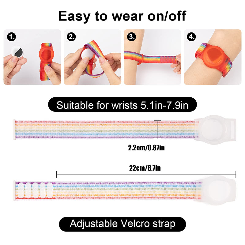 [Australia] - Kids Wristband Compatible with Apple AirTag, Protective Case for Air Tag GPS Tracker Holder with Nylon Bracelet, Adjustable Anti Lost Watch Band for Toddler Child Elder(2PacksRainbowA) 2Rainbow A 