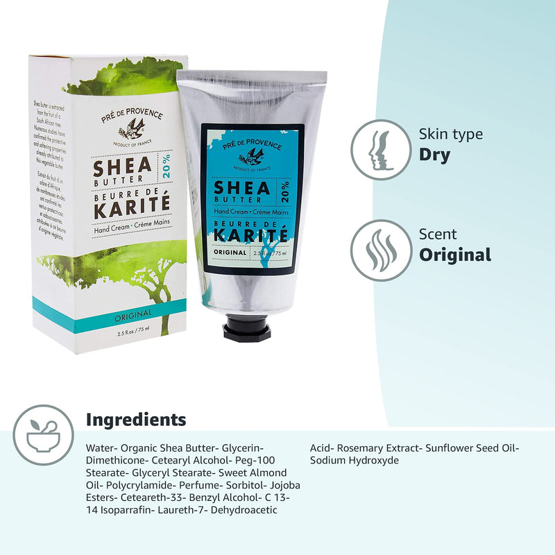 [Australia] - Pre de Provence Beurre De Karité Moisturizing Collection, Shea Butter Enriched Nourishing, Hand Cream, 75ML, Original 