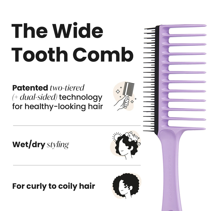 Tangle Teezer The Wide Tooth Comb for Curly Hair, Double-Sided Detangling Comb for All Hair Types, Wet and Dry Detangling, Lilac
