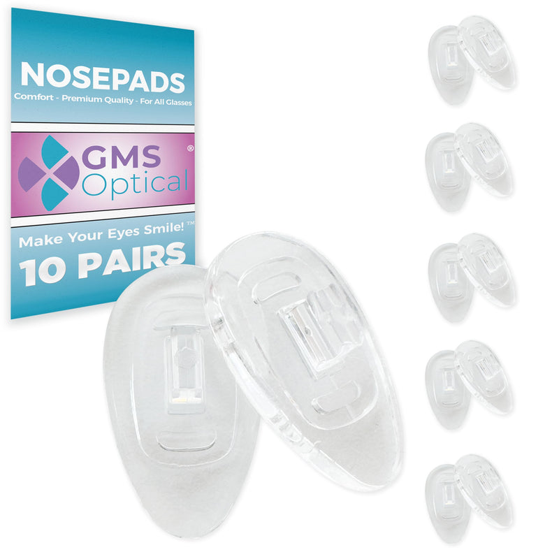[Australia] - GMS Optical 15mm Med Length / 6mm Normal Width- Push-in Tear Drop Silicone Nose Pads for Glasses, Sunglasses, and Eyeglass Nose Pads, Great for Eyeglass Repair (5 Pair) (Clear) 5 Pair (Pack of 1) 15mm - Medium 