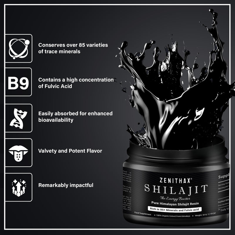 Pure Himalayan Shilajit Resin 50g - Gold Grade 100 Percent Organic Shilajit, Rich in Fulvic & Humic Acid, 85+ Minerals, Boosts Energy & Immunity, Vegan, Lab Tested