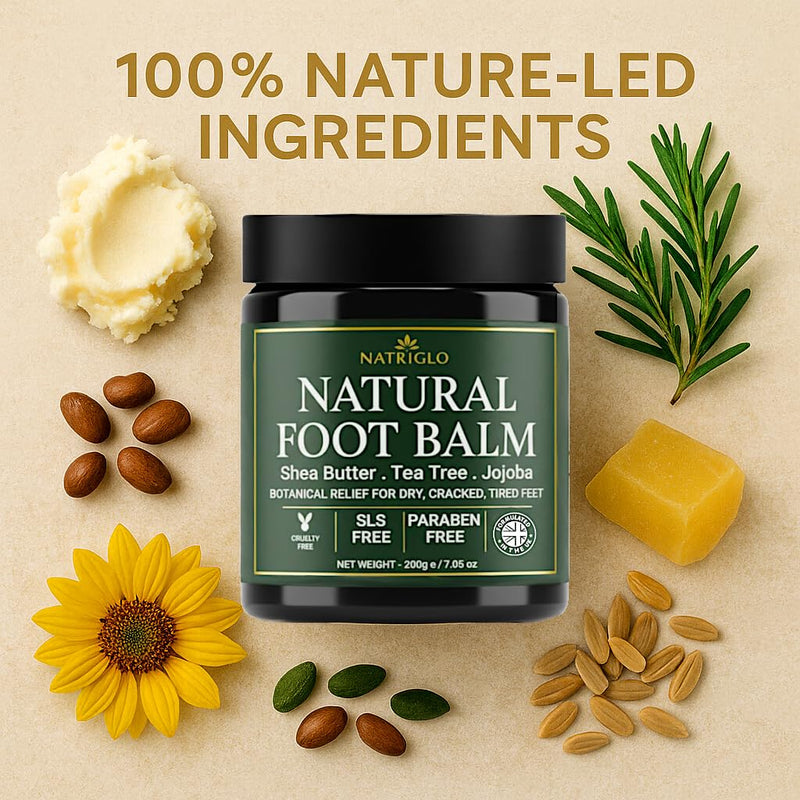 Organic Tea Tree Foot Balm for Dry Cracked Feet & Heels - Intensive Callus Remover & Foot Repair Cream with Shea Butter - Moisturizer for Rough Hard Skin & Cracked Heel Treatment for Men & Women 7.05 Ounce (Pack of 1)