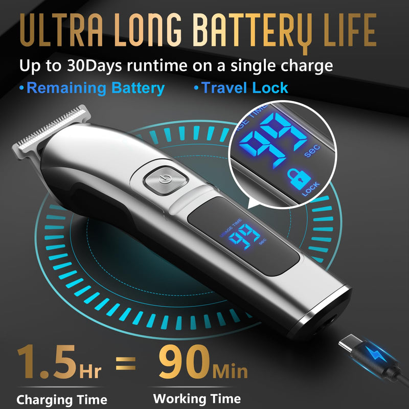 [Australia] - Ufree Beard Trimmer for Men, Waterproof Electric Razor for Nose, Body, Face & Mustache, Cordless Hair Clippers Shavers Grooming Kit, Gifts for Men Husband Father Silver 