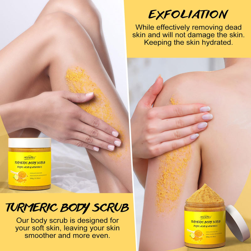 [Australia] - POP MODERN.C Turmeric and Vitamin C Body Scrub Remove Dead Skin Improve Dark Spots Acne Natural Organic Exfoliating Deep Cleansing Exfoliator for Body Butt Bikini Area Body Care with Loofah 